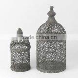 100106MC- S/2 Round Metal Wire Candle Lantern