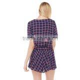Women Grid Plaid Romper Slim Fit Beach Party Jumpsuit Shorts OEM Type Supplier Factory Manufacturer From Guangzhou thumbnail-2