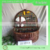 Factory wholesale rectangular willow wicker empty picnic basket storage basket