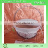 Factory wholesale round iron metal chicken wire storage basket with handle & liner