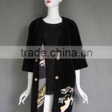 Hot Sale Embroidery Medium Sleeve Women Long Overcoat Shearing Sheep Fur Coat Parka With Real Lamb Fur Supplier's Choice thumbnail-6