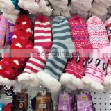 Cheap Winter Footwear Wholesale Anti Slip Rubber Inner Cotton Slipper Socks for Women