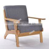 Pastoral Style Solid Wood Sofa Single Seater Dining Room Chair Sofa thumbnail-3