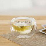 Bamboo Shaped Heat- Resisting Borosilicate Glass Teapot With Leaf Lid+ 4 Double Wall Tea Cups thumbnail-6