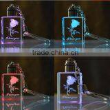 Rose Flower 3d Laser Crystal Keychain for Wedding Gift