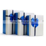 Blue color paper gift box with ribbon bow for sale