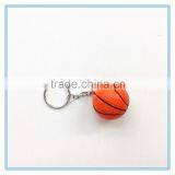 soft foam 4cm mini pu basketball ball keychain