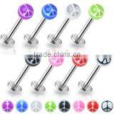 316L Stainless Steel Peace Acrylic Ball Labret Ring Body Piercing Jewelry