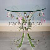 Metal art coffee table with flower