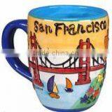 San Francisco Coffee Mug Hand Painted Yellow Puff Round City Coffee Mugs thumbnail-2