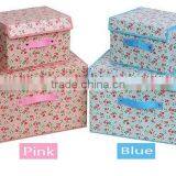 Little Floral Printed Non Woven Fabric Storage Box Case 2 in 1 Set of 2 thumbnail-3