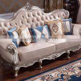 Classic European Style Living Room Solid Wood Magnolia Flower Hand Carving Genuine Leather Sofa Set thumbnail-4