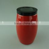 stock cheap small black/red ceramic canister/jar for storage