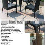 Rattan Dining Set With Rectangle Table and Chairs Outdoor Furniture thumbnail-3