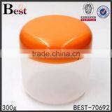 300g Plastic Cream Jar PET Plastic Cosmetic Packaging Cream Jar With Orange Cap thumbnail-1