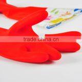 Red Wide Mouth Plus Velvet Long Flower Rubber Gloves Antiskid Household Dishwashing Cleaning Warm Gloves thumbnail-5