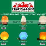 USB POWERED HIMALAYAN WHITE SALT MINI LAMP NATURAL SHAPE COLOR CHAGNING thumbnail-2