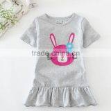 High Quality Short Sleeve T-shirt Cotton Knit Boutique t Shirt Girls Blank Ruffle Sleeve t Shirt thumbnail-1