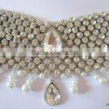 Silver Crystal Broad Payal ANKLETS Pair Feet Bracelet thumbnail-3