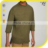 High Quality Men Custom Plain French Terry Crewneck Raw Hem Oversized Sweatshirts With 3/4 Sleeve thumbnail-2