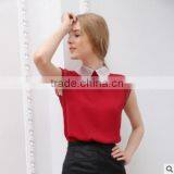 F20038B Hot Selling High Quality Short Sleeve Women Chiffon Shirt thumbnail-3