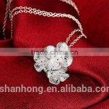 Fashion 925 Silver Flower Pendant Necklace thumbnail-5