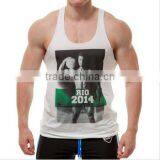 100% Cotton Printed Wholesale Bodybuilding Mens Custom Stringer Tank Top thumbnail-1