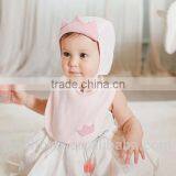 2pcs Hat & Bib Scarf Set, Crown Design, Baby Girl Princess 2pcs Cotton Hat Set thumbnail-2