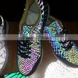 Wholesale Flashy Sewing Reflective Rainbow Colored Shoes Material thumbnail-3