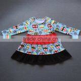 Wholesale Little Girls Frock Design Cotton Dress Long Icing Ruffle Sleeves Fall Clothes For Kids thumbnail-6