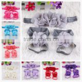 Photo props shabby chic pearl flower girl shoes with headband M5040710