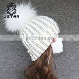 2017 New Style Fur Ball Knit Patterns Hat With POMPOM Autumn/winter Warm Colorul Fashionable Lady Hat thumbnail-3