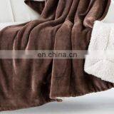 100% Polyester Sherpa Flannel Blanket Two Sides Brushed Cozy Fleece Throw thumbnail-2