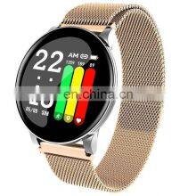 Gold Smart Watch Men Women For Android IOS Waterproof Gold Wrist Watch Heart Rate Tracker Sport Stainless Steel Watch Strap