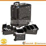 PRO Makeup Artist Rolling Train Case w/ 4trays & Dividers,Aluminum Travel Cosmetic Trolley Case thumbnail-1