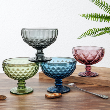 Wholesale Pink Blue Grey Green Colored Ice Cream Cup Glass thumbnail-1