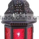 Moroccan Style Lantern With Self Glass With Iron Base and Cap thumbnail-4