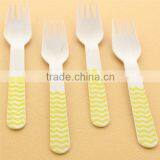 Pink Stripe Polka Dot Chevron Wooden Fork Wooden Utensil Wedding Deco Fork thumbnail-3