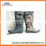 Flower Printed Rubber Rain Boots for Women thumbnail-1