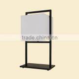 White Linen Rectangle Shade Brushed Steel Base Bold Modern Design Asymmetry Table Lamp thumbnail-1