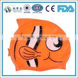 Kids bright orange color novelty swimming caps