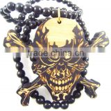 Men's danger skull good Pendants Fashion Wood Hip Hop Rosary Chain Beads Necklaces