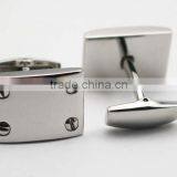 Stainless Steel Silver Rectangle Personalized Cool Cufflinks for Men thumbnail-4