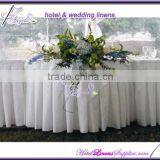 17' White Polyester Table Skirts, Polyester Table Skirtings for Wedding Events thumbnail-1