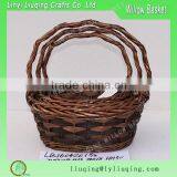 Brown set wicker basekts for fruit and flower