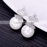 New Fashion Upscale Big Imitation Pearl CZ Cubic Zirconia Drop Earrings for Women Wedding Jewelry Christmas Gifts