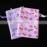 Cotton Drawstring Bag With Flower