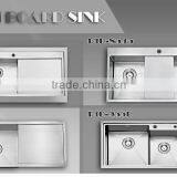 Stainless Steel Single Bowl Handmade Kitchen Sink With Drain Board/with Tray 9645-4 thumbnail-3