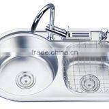 Gourmet Double Bowl Top Mount Stainless Steel Kitchen Sink w/ Knife Holder B10 thumbnail-1