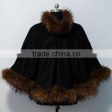 2015 New Arrival Cashmere Cape With Fur Trim for Child CC57 thumbnail-1